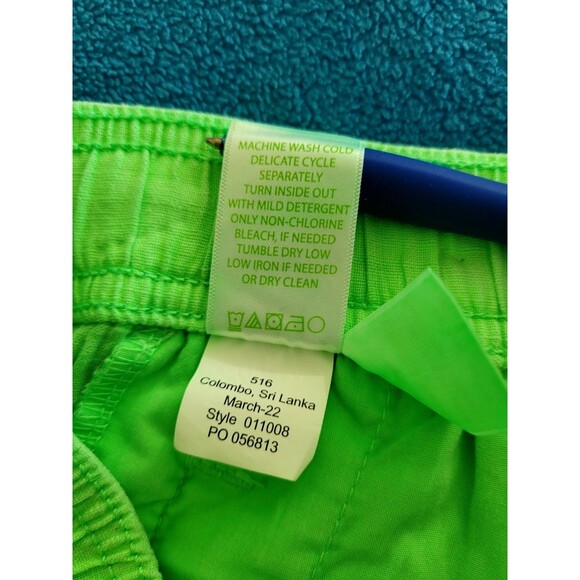 Lilly Pulitzer Taron Mid Rise Linen Pants Womens L Neon Green Drawstring Beach - Picture 9 of 14